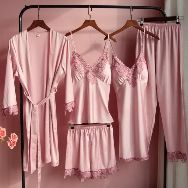 5pcs pajamas sets satin lace women sleepwear with chest pads nighty robe gown summer bride wedding pyjamas sleep suit, Black;red
5pcs pajamas sets satin lace women sleepwear with chest pads nighty robe gown summer bride wedding pyjamas sleep suit, Black;red