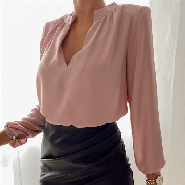 women's blouses & shirts fashion women blouse autumn v-neck long sleeve solid color streetwear slim pullovers for ladies, White
women's blouses & shirts fashion women blouse autumn v-neck long sleeve solid color streetwear slim pullovers for ladies, White