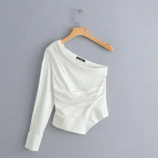 asymmetric women pleated shirt casual white long sleeve blouse summer style skew collar chic streetwear chemise s5526 210317
asymmetric women pleated shirt casual white long sleeve blouse summer style skew collar chic streetwear chemise s5526 210317