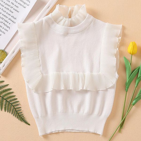 women's vests katara summer stand collar sweaters women fashion ruffles white sweater elegant slim sleeveless female ladies hv, Black;white
women's vests katara summer stand collar sweaters women fashion ruffles white sweater elegant slim sleeveless female ladies hv, Black;white