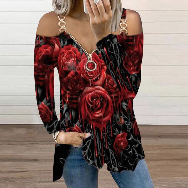 women's t-shirt rose flower fire printed woman tshirts lace long-sleeve casual zipper v-neck tee shirts camisetas mujer t shirt women, White
women's t-shirt rose flower fire printed woman tshirts lace long-sleeve casual zipper v-neck tee shirts camisetas mujer t shirt women, White