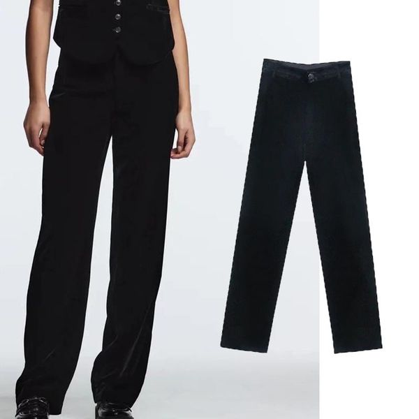 women's pants & capris za spring autumn women long velvet 2021 business pockets female fashion zipper trouser, Black;white
women's pants & capris za spring autumn women long velvet 2021 business pockets female fashion zipper trouser, Black;white