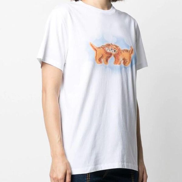 cat pattern printing women t-shirt o-neck short sleeve casual wild lady women's, White
cat pattern printing women t-shirt o-neck short sleeve casual wild lady women's, White