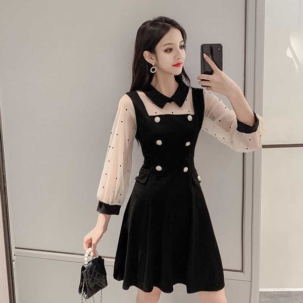 autumn women vintage swing office a-line party dress elegant dot mesh patchwork black vestidos 210529, Black;gray
autumn women vintage swing office a-line party dress elegant dot mesh patchwork black vestidos 210529, Black;gray