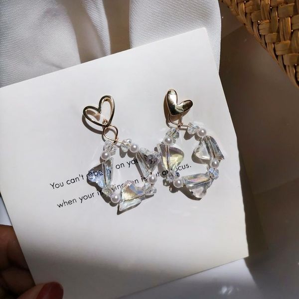 dangle & chandelier fashion asymmetric love heart drop earrings for women korean sweet shiny geometric crystal pearl jewelry earring, Silver
dangle & chandelier fashion asymmetric love heart drop earrings for women korean sweet shiny geometric crystal pearl jewelry earring, Silver