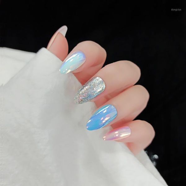 24pcs long almond shape stiletto pointed aurora blue fake nails reusable ultra thin glitter powder false with glue sticker1, Red;gold
24pcs long almond shape stiletto pointed aurora blue fake nails reusable ultra thin glitter powder false with glue sticker1, Red;gold