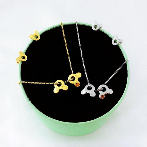 earrings & necklace cartoon kawaii mouse pendant titanium steel chain inlaid crystal fashion trendy women jewelry birthday gift, Silver 
earrings & necklace cartoon kawaii mouse pendant titanium steel chain inlaid crystal fashion trendy women jewelry birthday gift, Silver