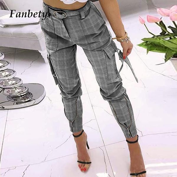 office lady fashion plaid print long pants elegant high waist cargo pant zipper design skinny trouser women casual streetwears women's, Black;white
office lady fashion plaid print long pants elegant high waist cargo pant zipper design skinny trouser women casual streetwears women's, Black;white