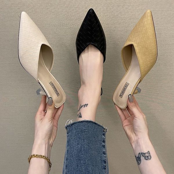 luxury dress shoes baotou half slippers wear out summer fashion the sprg and autumn of 2021 versatile net red poted thin heel, Black
luxury dress shoes baotou half slippers wear out summer fashion the sprg and autumn of 2021 versatile net red poted thin heel, Black