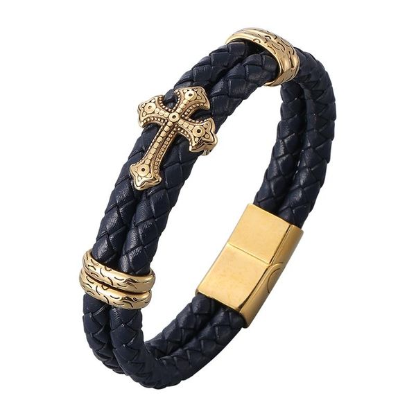 fashion stainless steel charm magnetic men cross bracelet blue genuine leather braided punk bangles jewelry accessories pd1028 bracelets, Golden;silver
fashion stainless steel charm magnetic men cross bracelet blue genuine leather braided punk bangles jewelry accessories pd1028 bracelets, Golden;silver