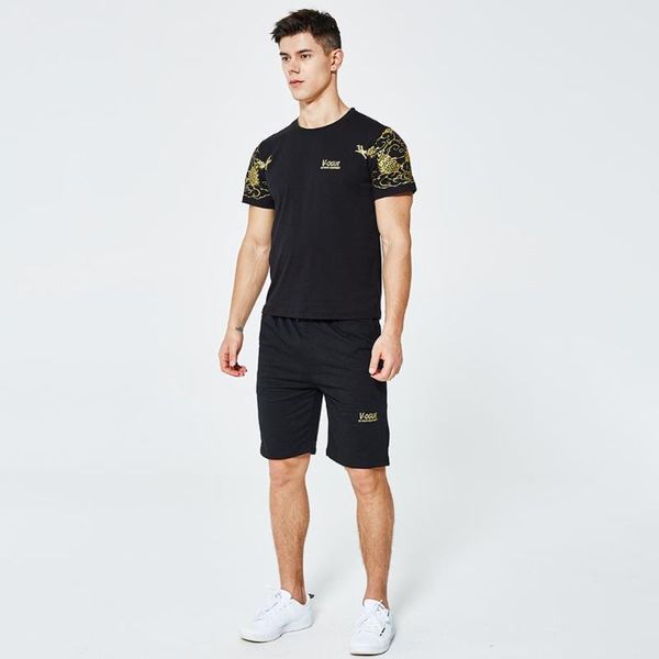 men's tracksuits casual suit 2021 european code trend personality gold print pattern short sleeve five pants two sets, Gray
men's tracksuits casual suit 2021 european code trend personality gold print pattern short sleeve five pants two sets, Gray