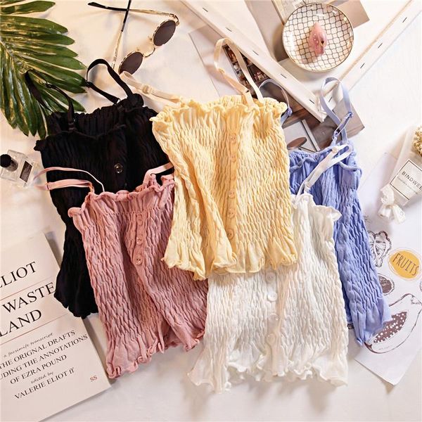 women's tanks & camis abrini 2021 summer buttoned up knitting knitted cute crop pleated camisole ladies sleveeless spaghetti top, White
women's tanks & camis abrini 2021 summer buttoned up knitting knitted cute crop pleated camisole ladies sleveeless spaghetti top, White