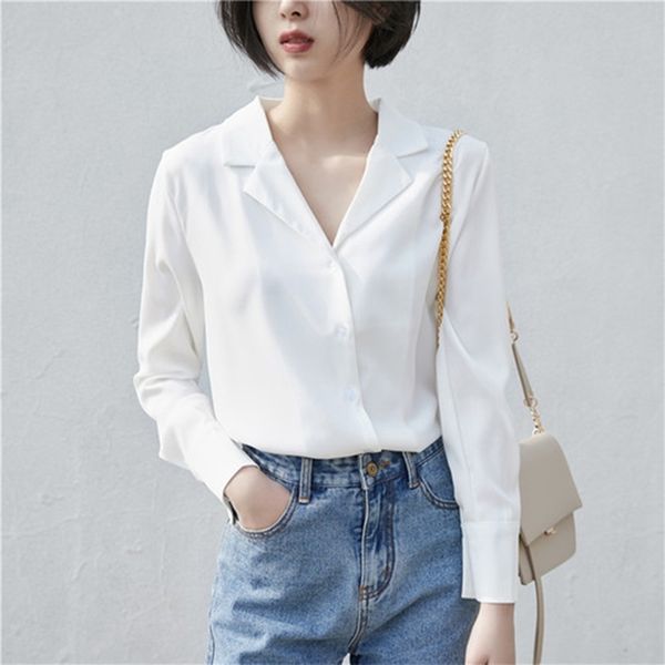 spring autumn korea fashion notched collar ol women white shirts all-matched loose casual long sleeve chiffon blouse s437 210512
spring autumn korea fashion notched collar ol women white shirts all-matched loose casual long sleeve chiffon blouse s437 210512