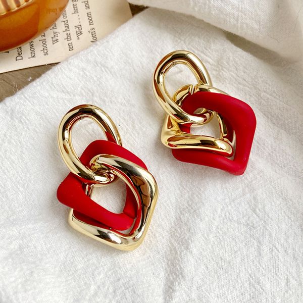 52302 geometric style chain thick chain earrings creative personality hip hop bungee earrings, Silver
52302 geometric style chain thick chain earrings creative personality hip hop bungee earrings, Silver