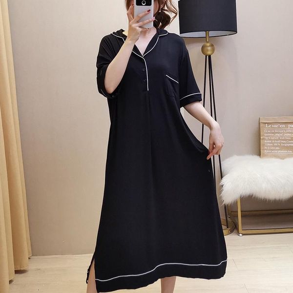 women's sleepwear petticoat dress plus size short-sleeved nightdress loose pajamas homewear for women weight 100 kg summer 2021, Black;red
women's sleepwear petticoat dress plus size short-sleeved nightdress loose pajamas homewear for women weight 100 kg summer 2021, Black;red
