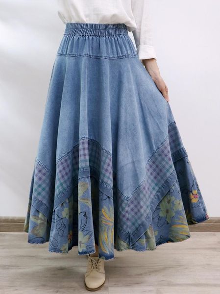 skirts tiyihailey long maxi a-line skirt women elastic waist spring autumn denim print plaid vintage big hem summer, Black
skirts tiyihailey long maxi a-line skirt women elastic waist spring autumn denim print plaid vintage big hem summer, Black