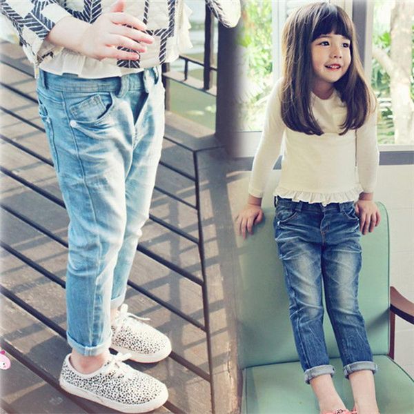 kids girls good quality pencil jeans spring children casual blue color pleated pockets pants 3-8 years
kids girls good quality pencil jeans spring children casual blue color pleated pockets pants 3-8 years