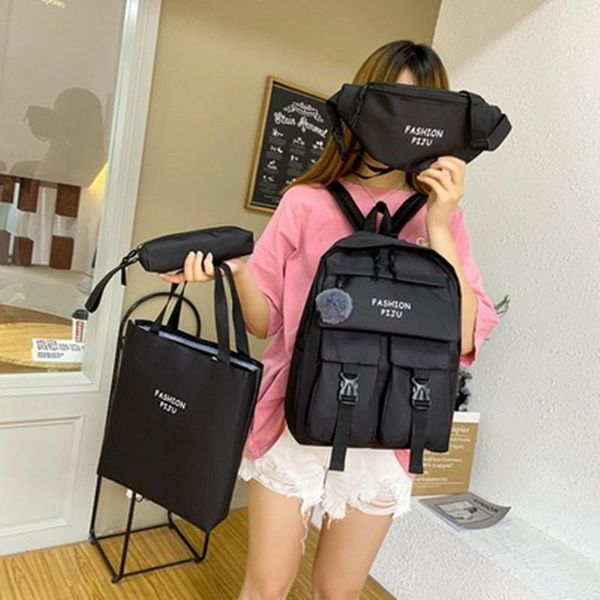 backpack 4-piece set waterproof women's large capacity schoolbag teenager girl travel rucksack pencil case solid color chest bag
backpack 4-piece set waterproof women's large capacity schoolbag teenager girl travel rucksack pencil case solid color chest bag