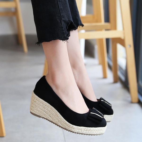 sandals 2021 women's bow same suede wedge single shoes shallow mouth espadrilles spring and autumn high heels, Black
sandals 2021 women's bow same suede wedge single shoes shallow mouth espadrilles spring and autumn high heels, Black