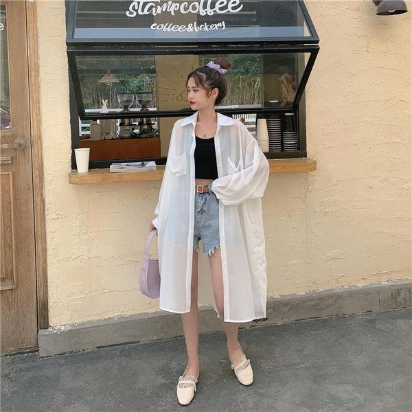women's blouses & shirts coigarsam chiffon shirt womens loose women conventional models long 2057, White
women's blouses & shirts coigarsam chiffon shirt womens loose women conventional models long 2057, White