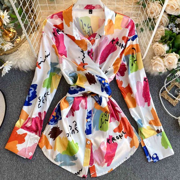 spring turn-down collar long sleeve satin women casual single breasted irregular lace up bandage slim shirts female 210426, White
spring turn-down collar long sleeve satin women casual single breasted irregular lace up bandage slim shirts female 210426, White
