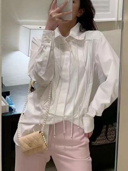 women's blouses & shirts retro handmade beaded lapel white western style shirt 2021 spring and summer female are thin wild temperament
women's blouses & shirts retro handmade beaded lapel white western style shirt 2021 spring and summer female are thin wild temperament