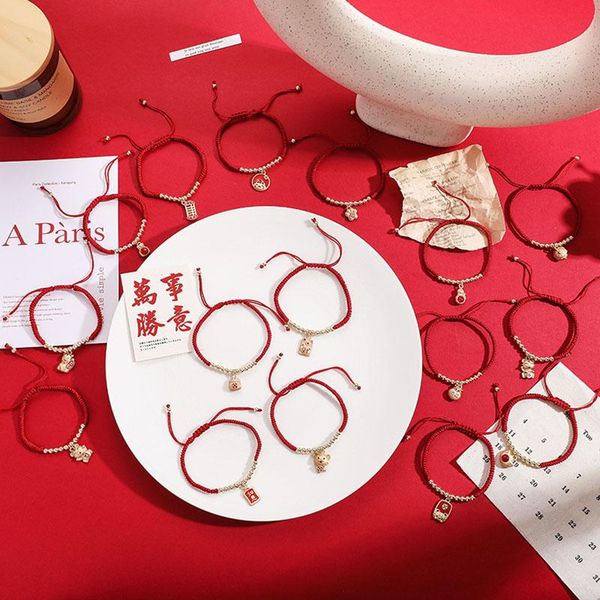 charm bracelets national tide red braided drawable handle rope zodiac year cartoon ethnic blessing festive lucky bracelet female, Golden;silver
charm bracelets national tide red braided drawable handle rope zodiac year cartoon ethnic blessing festive lucky bracelet female, Golden;silver
