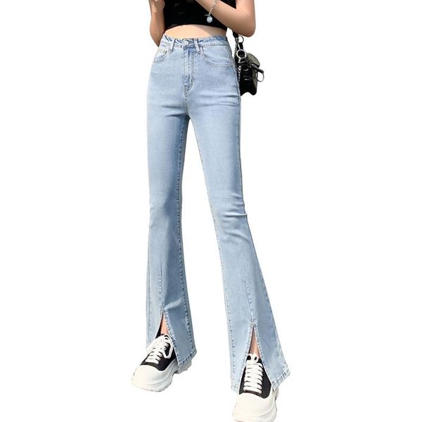 women's jeans split bell bottom vintage thin high-waisted wide-legged streetwear mom pants, Blue
women's jeans split bell bottom vintage thin high-waisted wide-legged streetwear mom pants, Blue