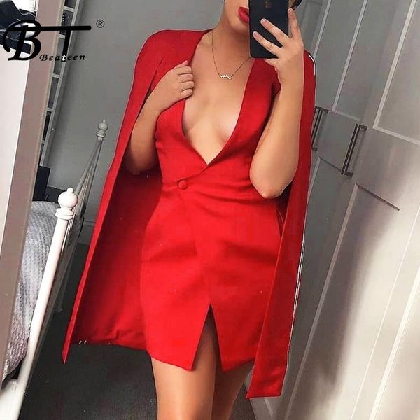 casual dresses beateen cloak sleeve blazer mini dress deep v club office lady elegant straight women fashion party 2021, Black;gray
casual dresses beateen cloak sleeve blazer mini dress deep v club office lady elegant straight women fashion party 2021, Black;gray
