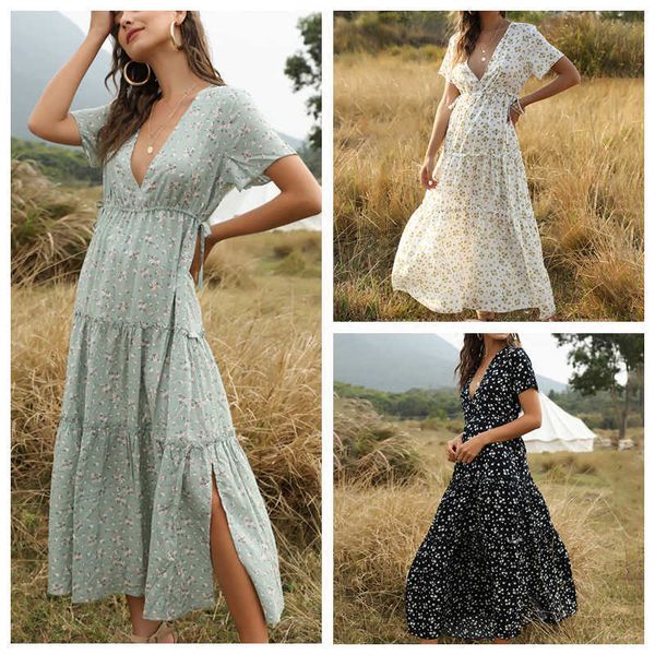 floral print summer long women dress deep v neck short sleeve elegant ruffles dress beach bohemian vestidos clothing 210625, Black;gray
floral print summer long women dress deep v neck short sleeve elegant ruffles dress beach bohemian vestidos clothing 210625, Black;gray