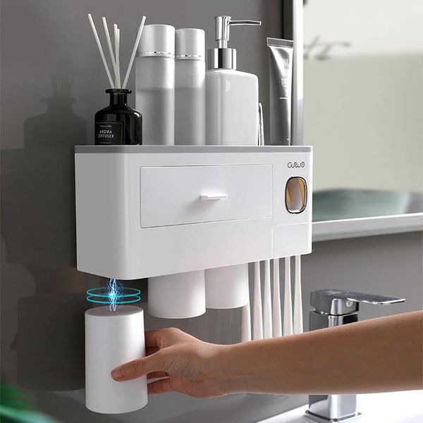 automatic toothpaste dispenser squeezer wall mount storage rack toothbrush holder with cup bathroom accessories set bath accessory
automatic toothpaste dispenser squeezer wall mount storage rack toothbrush holder with cup bathroom accessories set bath accessory