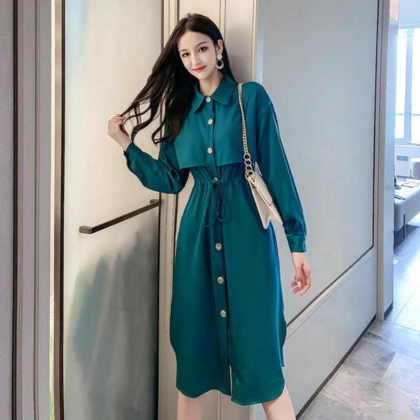casual dresses women long sleeve elegant windbreaker elastic waist shirt single breasted slim trend coat fashion outwear, Black;gray
casual dresses women long sleeve elegant windbreaker elastic waist shirt single breasted slim trend coat fashion outwear, Black;gray