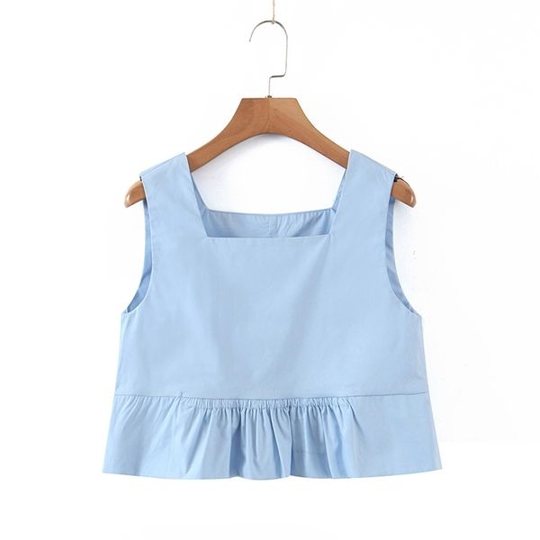 women sky blue square collar sleeveless ruffled cute shirts female summer tanks clothing 210524, White
women sky blue square collar sleeveless ruffled cute shirts female summer tanks clothing 210524, White