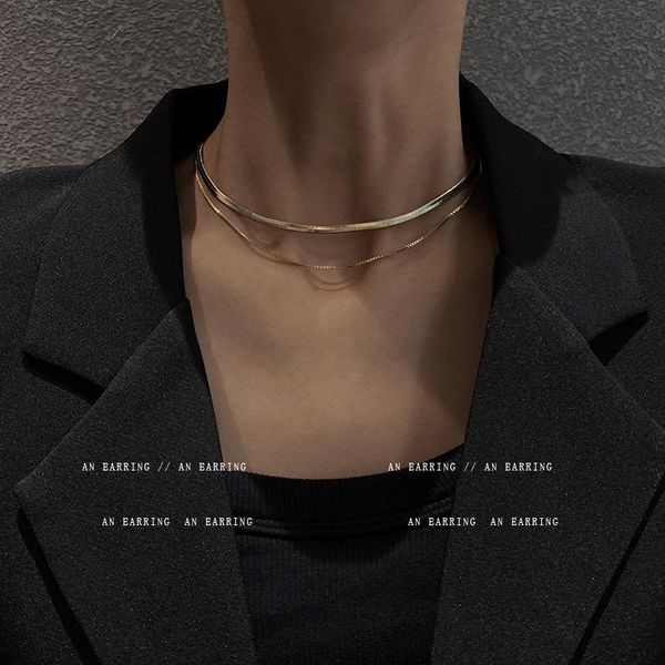 chokers double-layer titanium steel snake bone smooth clavicle chain choker necklace for women female simple trend jewelry, Golden;silver
chokers double-layer titanium steel snake bone smooth clavicle chain choker necklace for women female simple trend jewelry, Golden;silver