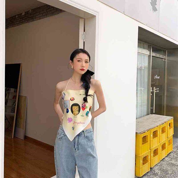 women's tanks & camis asymmetrical halter neck bandana women summer crop cami yellow bandeau spaghetti strap 4c1u, White
women's tanks & camis asymmetrical halter neck bandana women summer crop cami yellow bandeau spaghetti strap 4c1u, White
