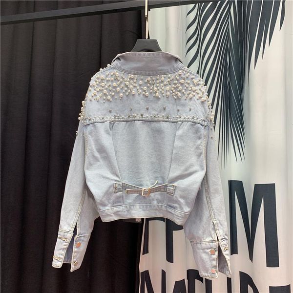 women's jackets 2021 belt bead blue cropped jean coat women spring autumn loose short denim harajuku long sleeve chaquetas mujer, Black;brown
women's jackets 2021 belt bead blue cropped jean coat women spring autumn loose short denim harajuku long sleeve chaquetas mujer, Black;brown