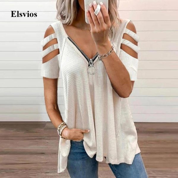 women's t-shirt women fashion v-neck zipper tee shirt 2021 spring summer short sleeve hollow out female solid loose t streetwear 5xl, White
women's t-shirt women fashion v-neck zipper tee shirt 2021 spring summer short sleeve hollow out female solid loose t streetwear 5xl, White