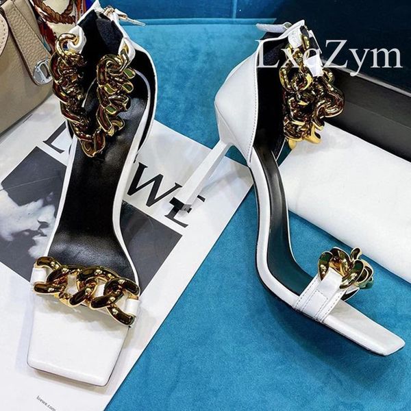 dress shoes summer ladies high-heeled sandals golden chain decoration square open toe stilettos ankle strap zip brand trendy, Black
dress shoes summer ladies high-heeled sandals golden chain decoration square open toe stilettos ankle strap zip brand trendy, Black