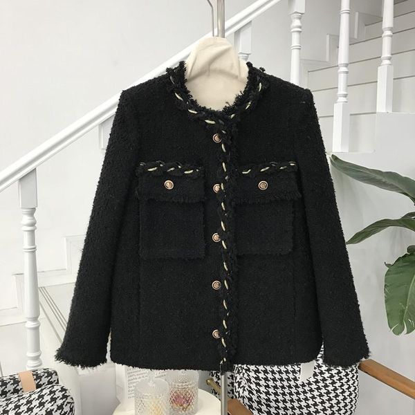 women's wool & blends special autumn and winter small fragrance tweed with cotton coat celebrity slim short 2430, Black
women's wool & blends special autumn and winter small fragrance tweed with cotton coat celebrity slim short 2430, Black