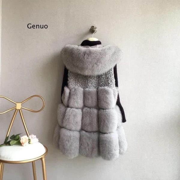 women's fur & faux winter fashion hooded jacket vest coat fake waistcoat female sleeveless patchwork outerwear, Black
women's fur & faux winter fashion hooded jacket vest coat fake waistcoat female sleeveless patchwork outerwear, Black