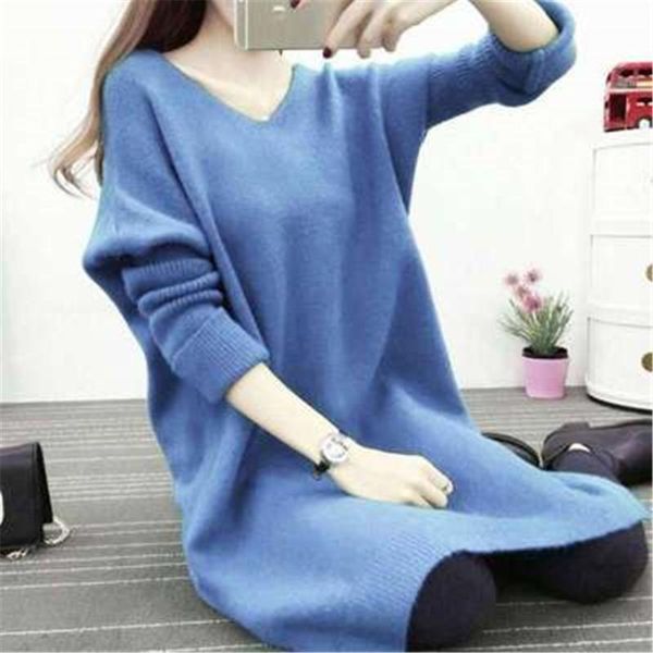 women's sweaters autumn winter loose knit pullovers sweater casual knitted dresses 2021 korean v-neck long sleeve dress women, White;black 
women's sweaters autumn winter loose knit pullovers sweater casual knitted dresses 2021 korean v-neck long sleeve dress women, White;black