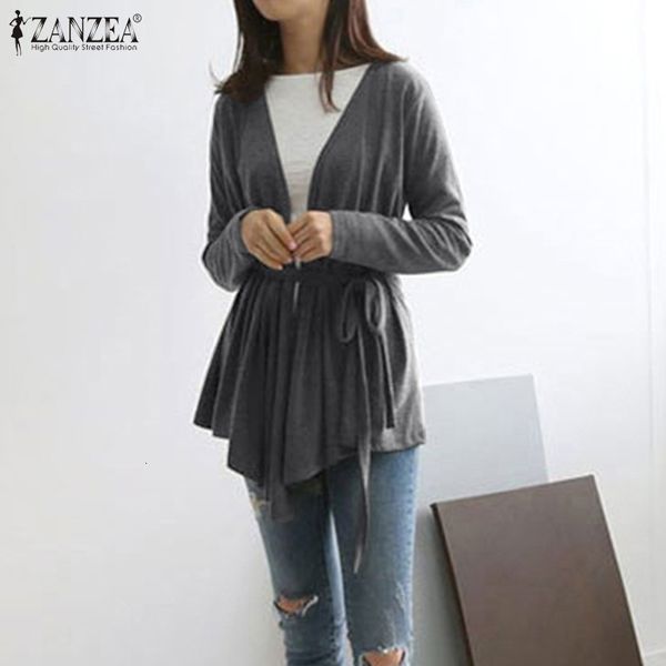 blouses women cardigans 2021 autumn female casual solid v neck belted shirts ladies long sleeve blouse open front tunic oversize, White
blouses women cardigans 2021 autumn female casual solid v neck belted shirts ladies long sleeve blouse open front tunic oversize, White