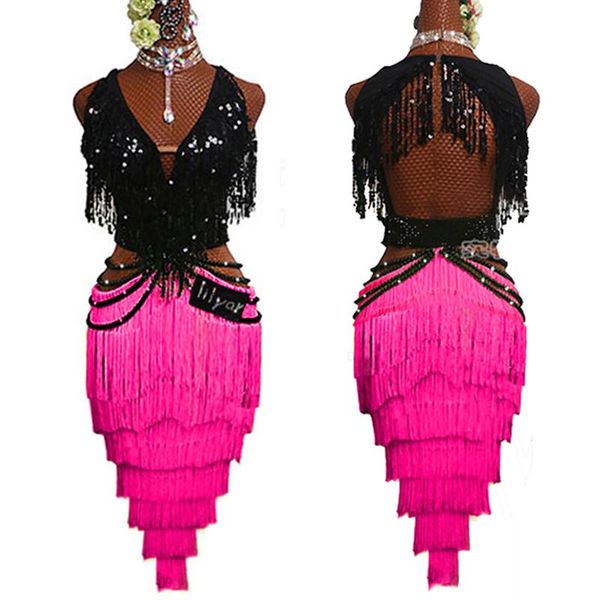 stage wear 4 colors latin dance competition dress women rose pink fringe sequin rumba cha samba dancing costume prom bl6884, Black;red
stage wear 4 colors latin dance competition dress women rose pink fringe sequin rumba cha samba dancing costume prom bl6884, Black;red