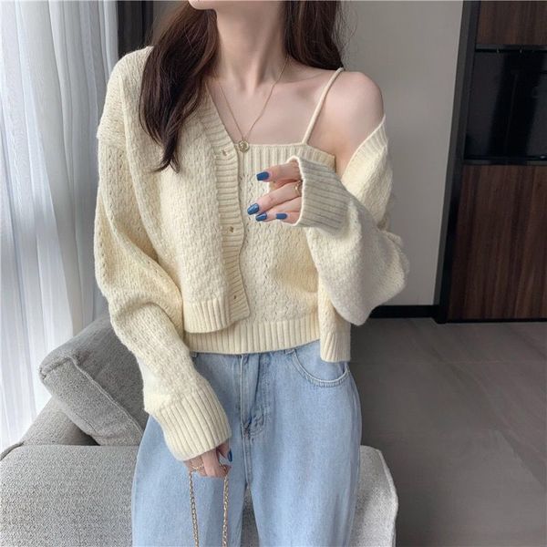 new knitted cardigan sweater women single breasted long sleeve knitwear korean chic all-match short sweater female, White;black
new knitted cardigan sweater women single breasted long sleeve knitwear korean chic all-match short sweater female, White;black