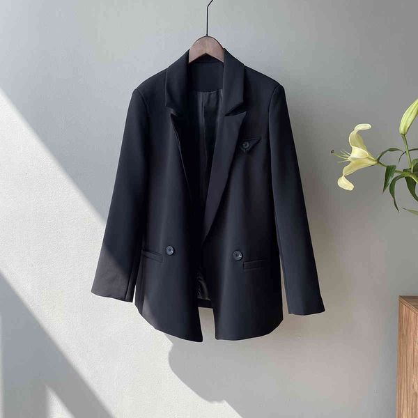 women's suits & blazers spring autumn fashion clothing woman's suit 2021 korean office wear long female sleeve black blazer pocket, White;black
women's suits & blazers spring autumn fashion clothing woman's suit 2021 korean office wear long female sleeve black blazer pocket, White;black