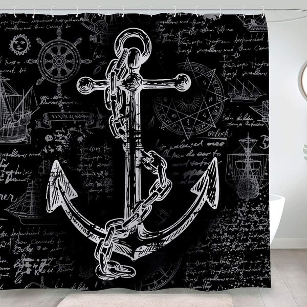 sketch anchor shower curtain set, black and white fabric shower curtains for bathroom decor, modern bathroom curtains (black,
sketch anchor shower curtain set, black and white fabric shower curtains for bathroom decor, modern bathroom curtains (black,
