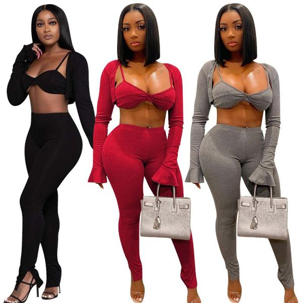 women's two piece pants women solid 3 set bra long flare sleeve short cardigan crop stretchy casual suit, White
women's two piece pants women solid 3 set bra long flare sleeve short cardigan crop stretchy casual suit, White