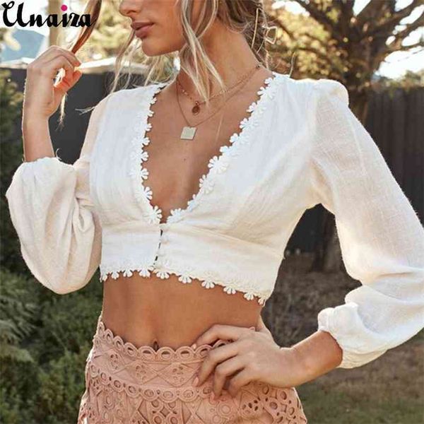 unaiza female deep v women's long-sleeved chrysanthemum-trimmed short loose lantern sleeves solid color t-shirt 210522, White
unaiza female deep v women's long-sleeved chrysanthemum-trimmed short loose lantern sleeves solid color t-shirt 210522, White