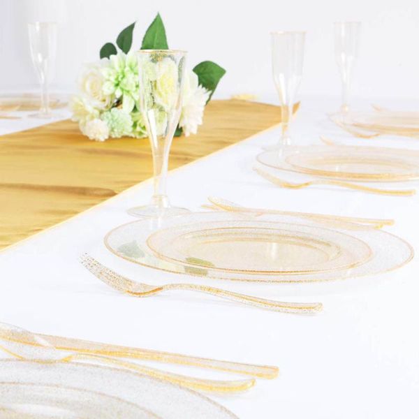 30pcs disposable cutlery kit utensils set gold powder party dinnerware supplies spoons