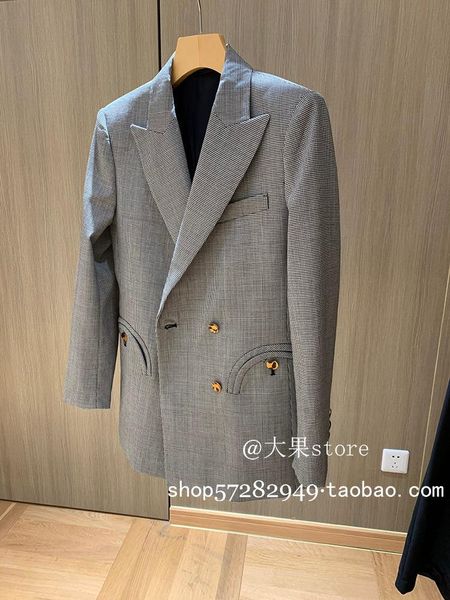 retro yarn-dyed houndstooth check worsted wool suit ladies 2021 temperament women's suits & blazers, White;black
retro yarn-dyed houndstooth check worsted wool suit ladies 2021 temperament women's suits & blazers, White;black